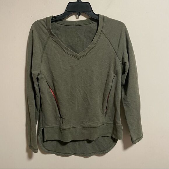 Lululemon After Asana Pullover Heathered Fatigue Green- Size 4 - Picture 1 of 7
